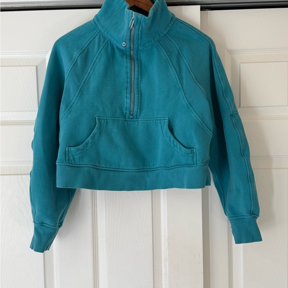 Lululemon Teal Half-Zip Cropped Scuba Sweatshirt